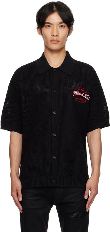 Polo skjorte AMIRI AMIRI 'Hollywood Auto' Mesh Polo Shirt Sort | AMKNIR1028, 0