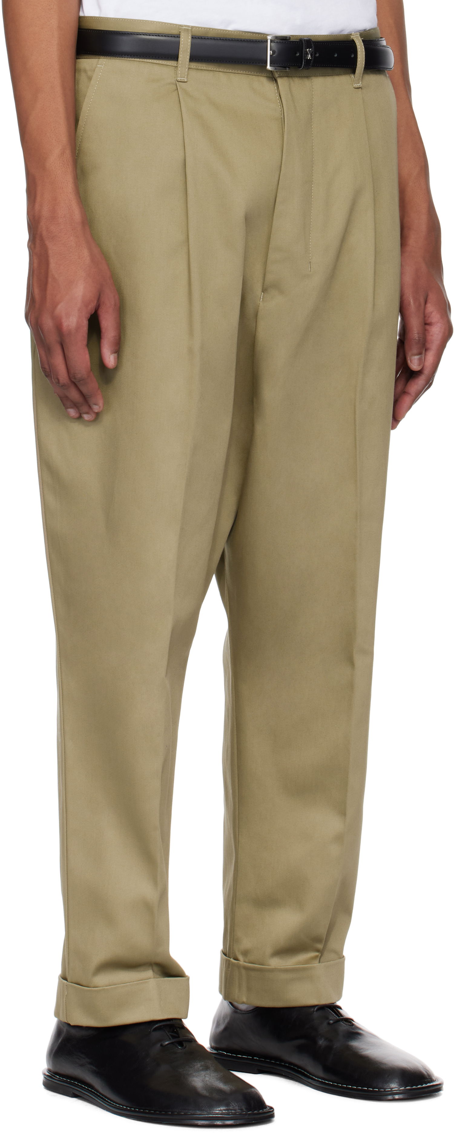 Bukser AMI AMI Paris Cotton Carrot Oversized Trousers Beige | HTR121.CO0103, 1
