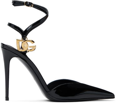 Sneakers og sko Dolce & Gabbana Lollo Patent Leather Slingback Heels Sort | CG0726 AP622, 0
