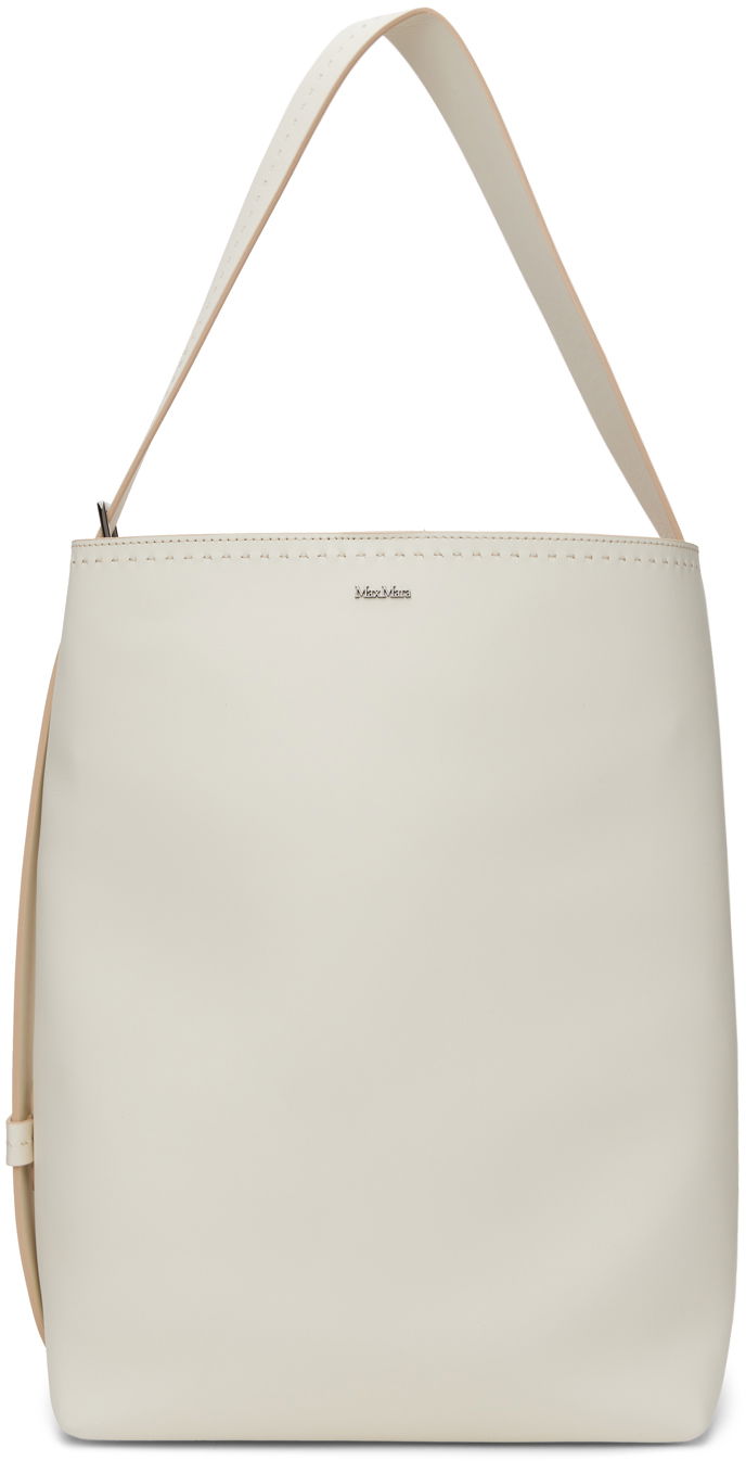 Mulepose Max Mara Archetipo Medium Leather Tote Hvid | 2414511051600