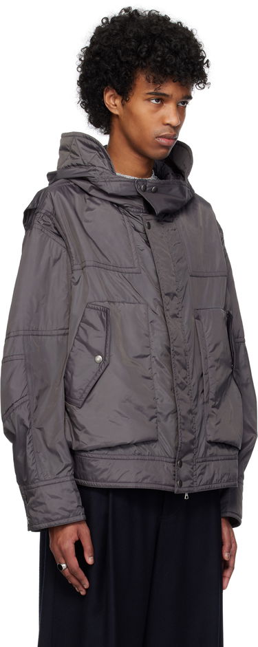 Parka Dries Van Noten Dries Van Noten Satin Hooded Jacket Grå | 251-020517-1276, 1