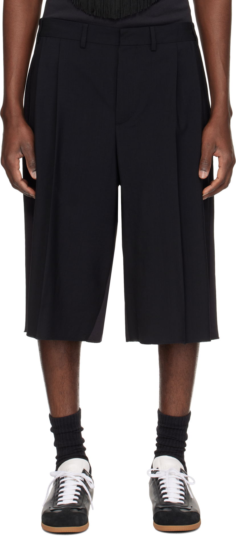 Shorts Maison Margiela MM6 Maison Margiela Pleated Knee-Length Shorts Sort | SH0MU0013 MTN042