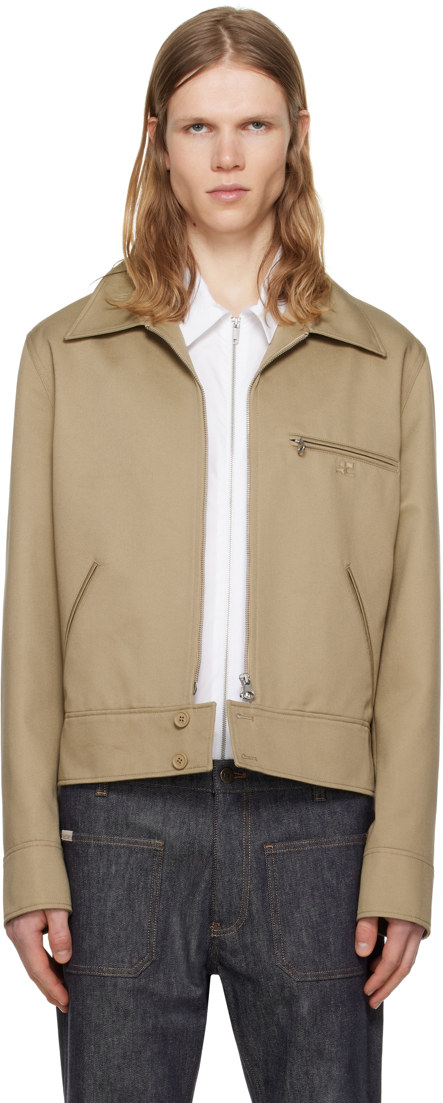Jakke Courrèges Courrèges Zipped Jacket Beige | 125CBL251PL0178, 0