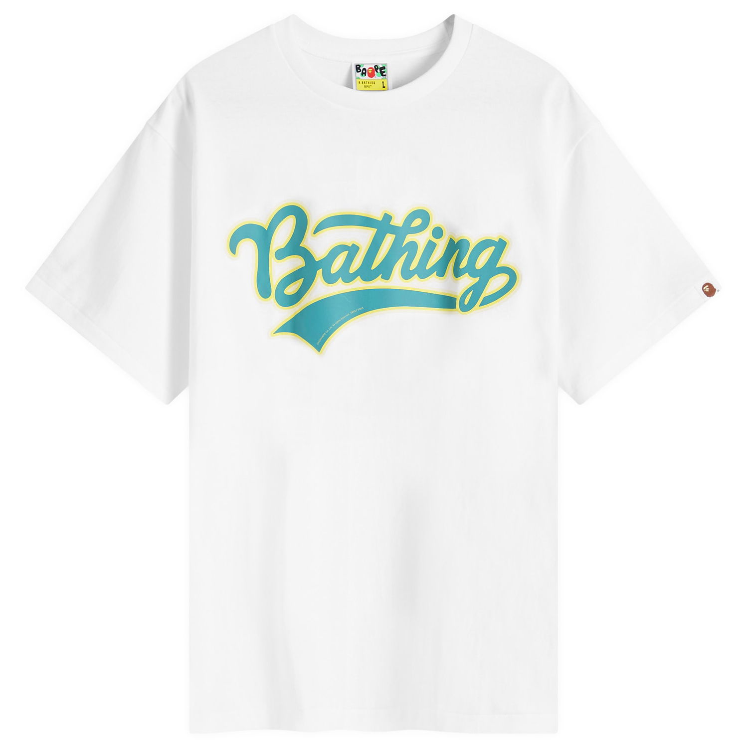 T-shirt BAPE A Bathing Ape Men's Varsity Baseball Logo T-Shirt in White, Size Large | END. Clothing Hvid | 001TEK301046M-WHT, 0