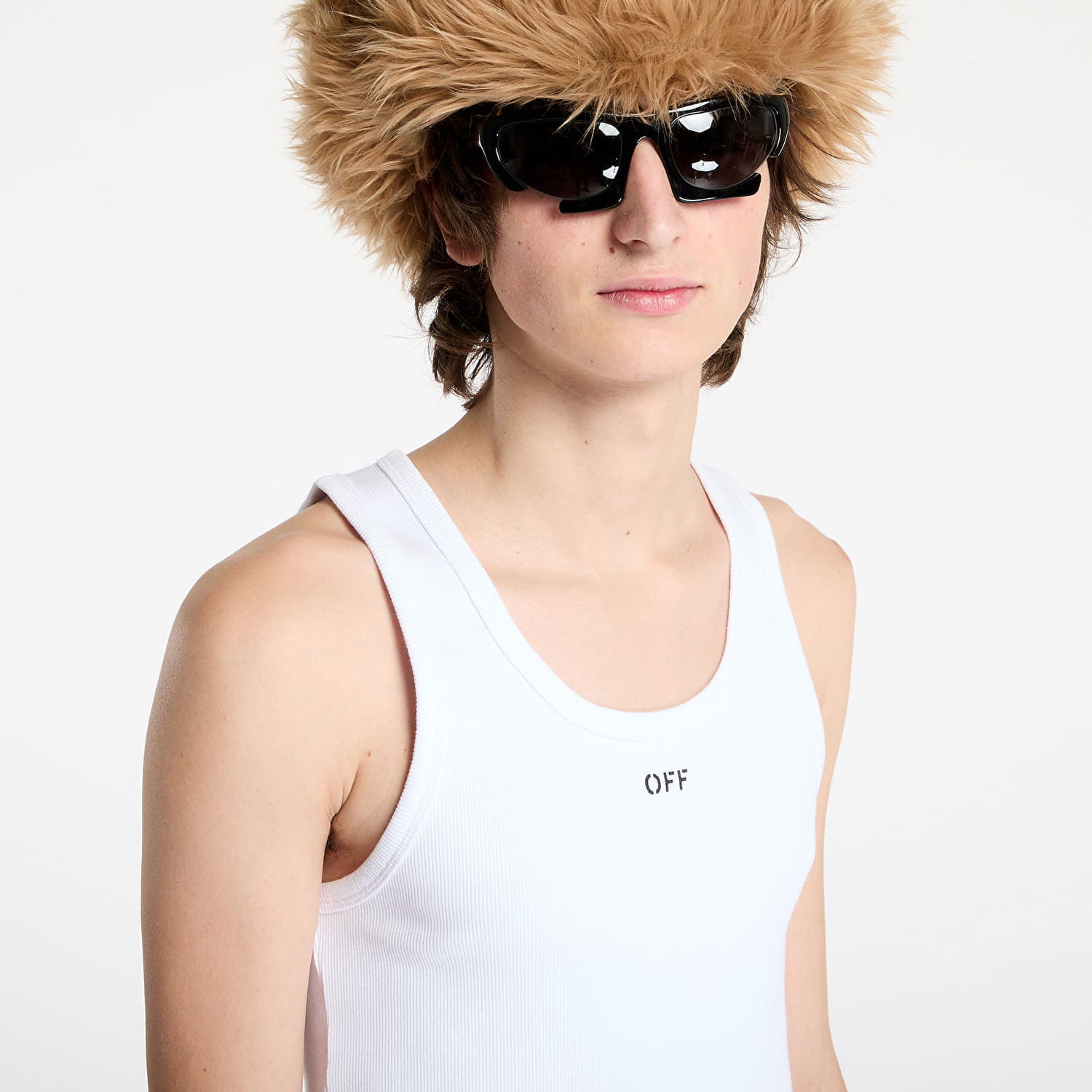 Tanktop Off-White White Off Stamp Rib Tank Top Hvid | OMUY006C99JER0010110, 1
