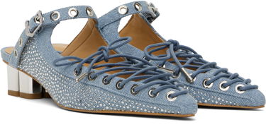 Sneakers og sko GANNI GANNI Denim Lace-Up Mules Blå | S2926, 3