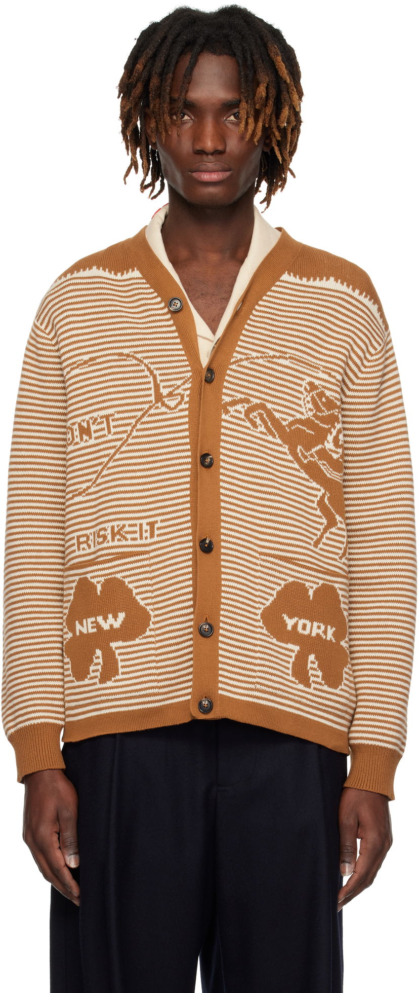 Sweater Bode Bode Buckaroo Knit Cardigan Brun | MRS25KT012