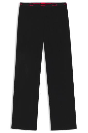Pyjamas BOSS Stretch-cotton pyjama bottoms with repeat-logo waistband Sort | 50555624, 0