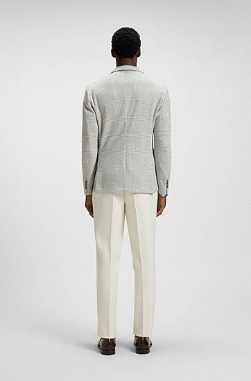 Jakke BOSS Slim Fit Checked Stretch Blazer Grå | 50551598, 1