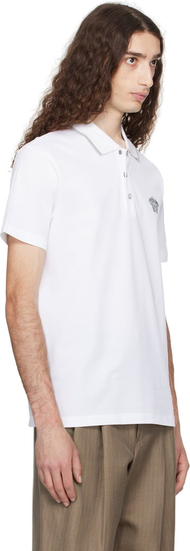 Polo skjorte Versace Versace Embroidered Polo Hvid | 1013906_1A14975, 1