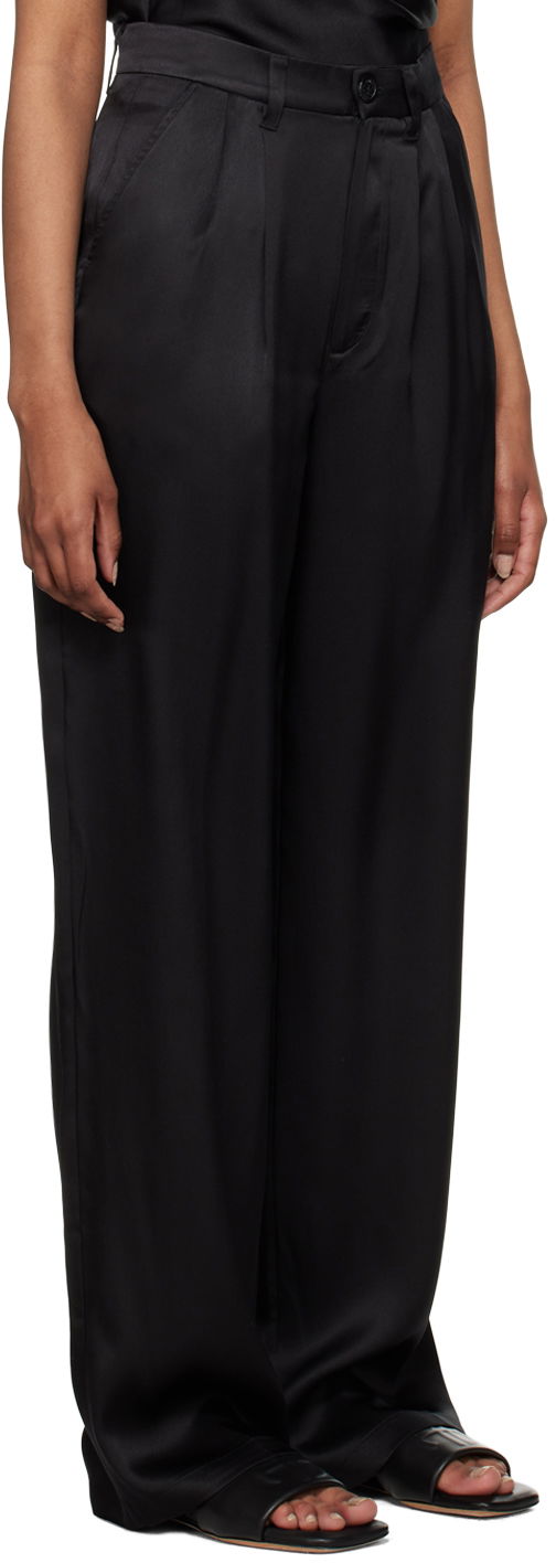 Bukser Anine Bing Carrie Satin Wide Leg Trousers Sort | A-03-3269-000B, 1