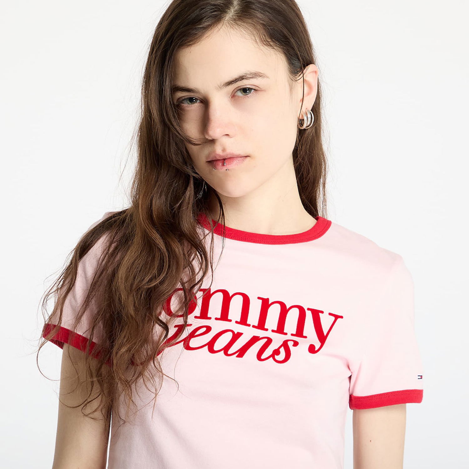 Crop top Tommy Hilfiger Tommy Jeans Slim Script Crop T-Shirt Lyserød | DW0DW20631 TH3, 1
