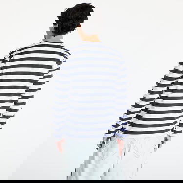 T-shirt Comme des Garçons Comme des Garçons PLAY Stripe Emblem Long Sleeve T-Shirt with Rhinestone Mørkeblå | AX-T805 NAVYxWHITE, 3