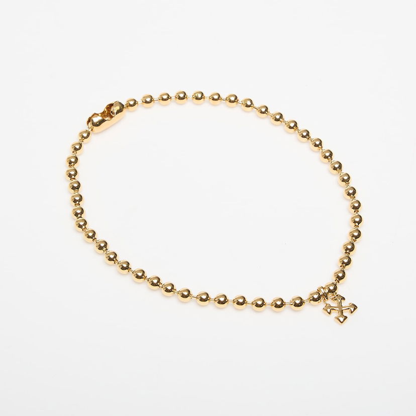 Halskæde Off-White Off-White Arrow Ball Chain Necklace Gul | OWOB13WF25MET0017600