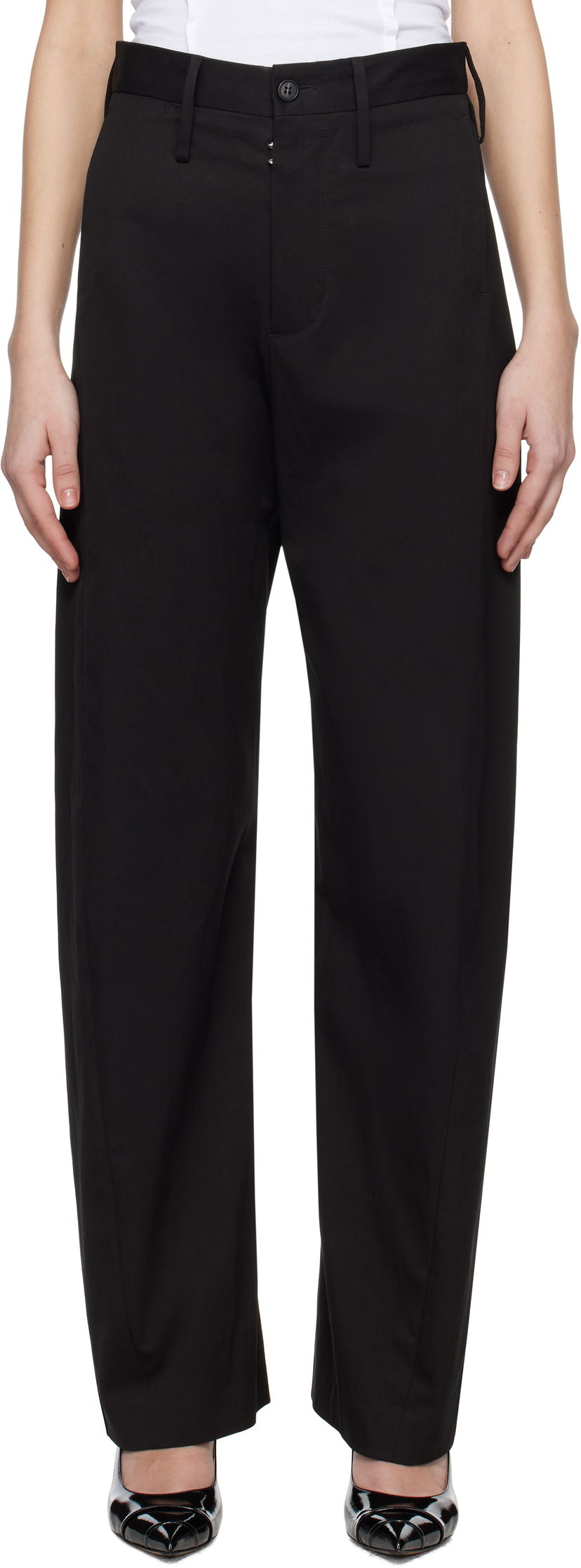 Bukser Maison Margiela MM6 Maison Margiela Light Cotton Gabardine Trousers Sort | S62KB0237 M35451