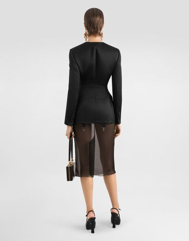 Nederdel Dolce & Gabbana Dolce & Gabbana Chiffon Voile Calf-Length Skirt Sort | F4BBYTFUAA1N0000, 2