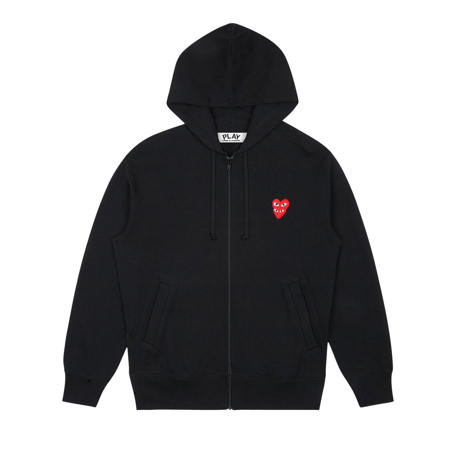Sweatshirt Comme des Garçons PLAY Stacked Heart Zip-Up Hoodie Sort | AZ T294 051 1, 1