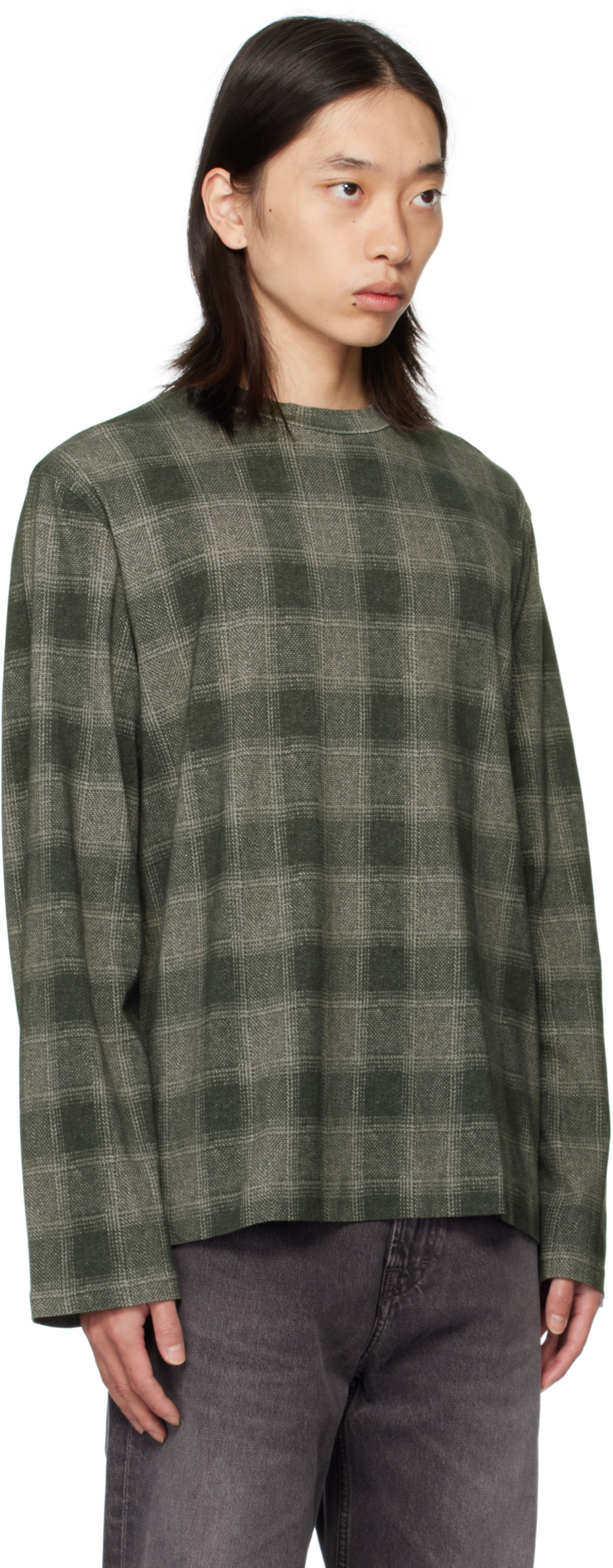 T-shirt OUR LEGACY Our Legacy Box Check Long Sleeve T-Shirt Grøn | M4256BO, 1