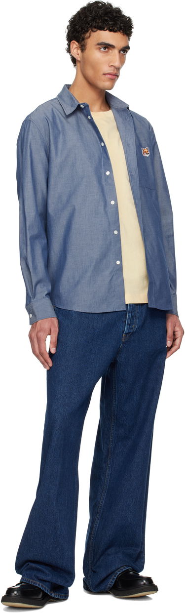 Skjorte MAISON KITSUNÉ Maison Kitsuné Fox Head Casual Shirt Blå | OM00432WC5043, 3