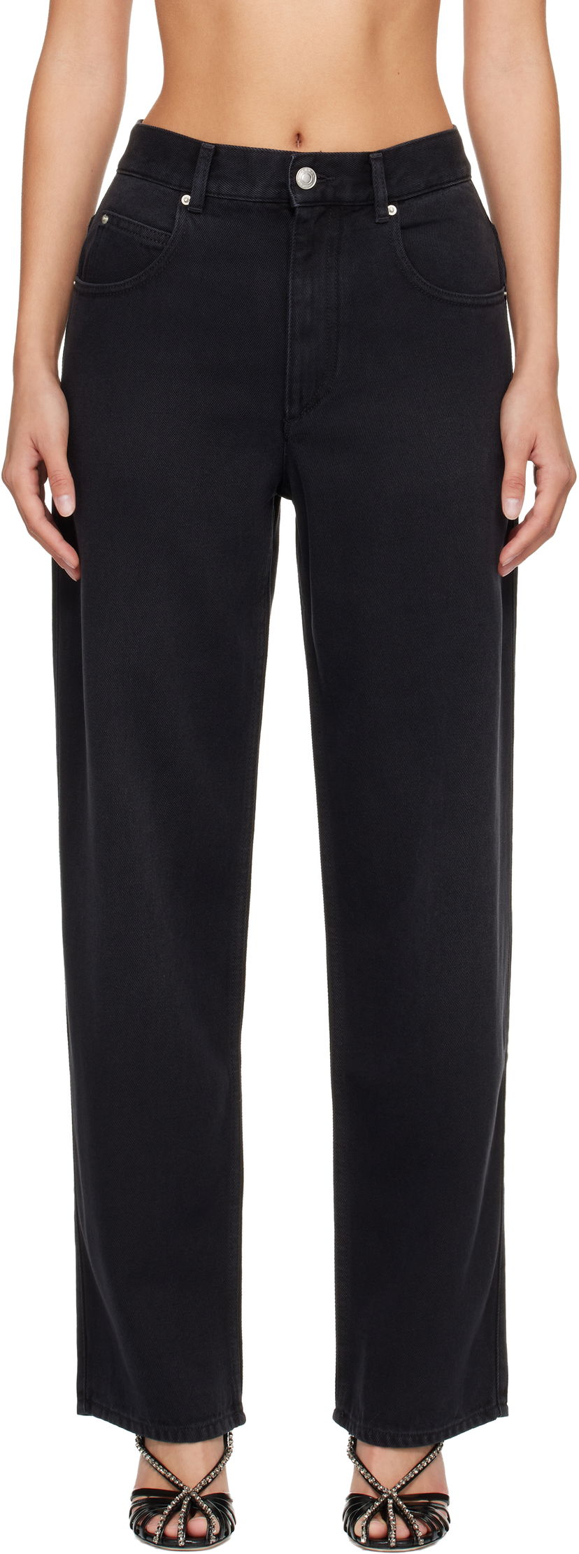 Jeans ISABEL MARANT Jenny High-Waisted Straight-Leg Jeans Sort | PA0590FA-B1H07I