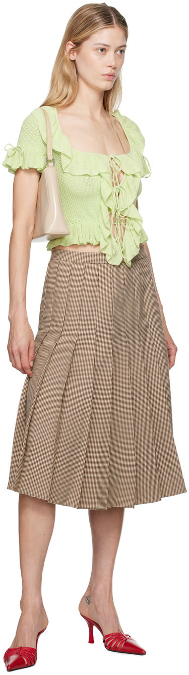 Nederdel GUIZIO Guizio Gibson Houndstooth Pleated Midi Skirt Brun | P24305W087, 3