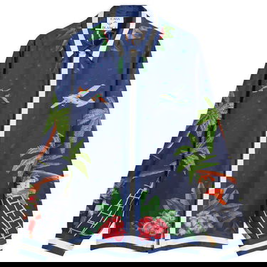 Skjorte Casablanca Casablanca Classic Long Sleeve Patterned Silk Shirt, Size Large Blå | MPF25-SH-021-02, 1