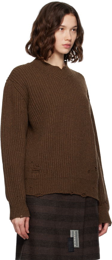 Sweater Maison Margiela MM6 Maison Margiela Distressed Wool Sweater Beige | S52HN0011 M13138, 4