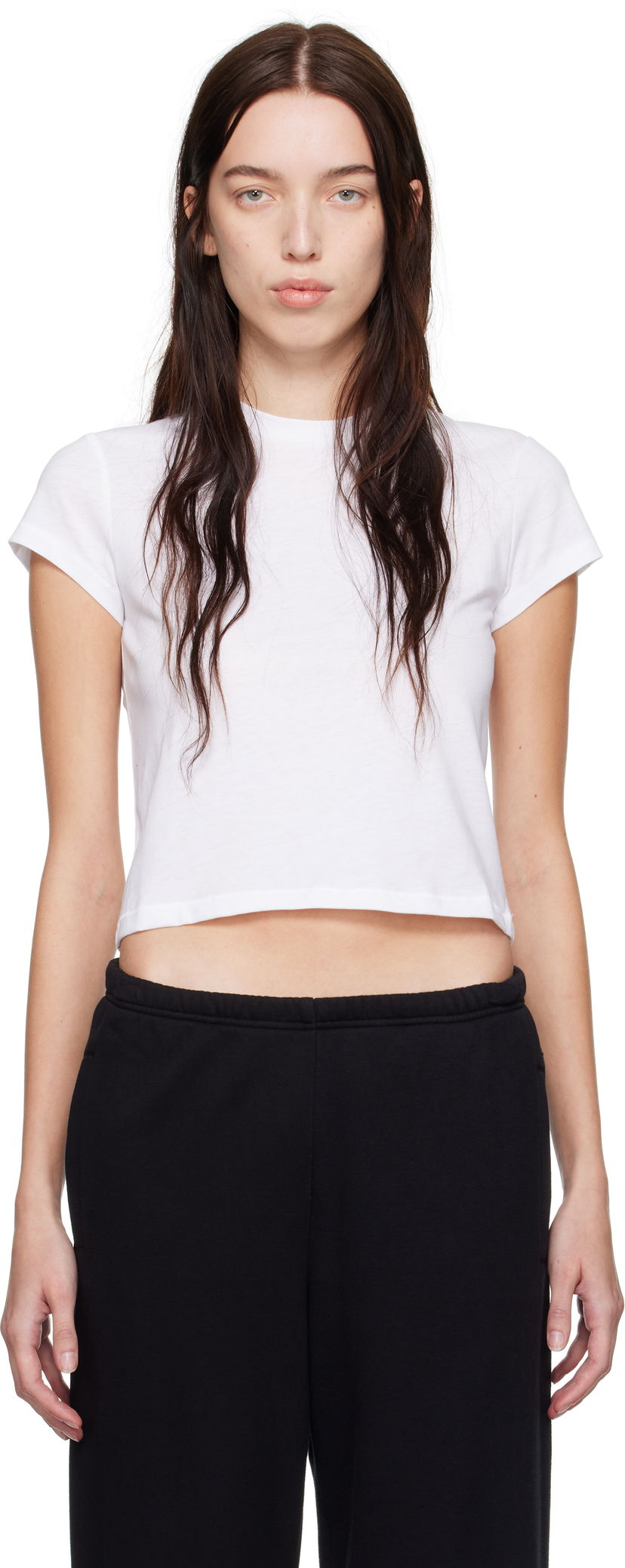 Crop top SKIMS Relaxed Tees Shrunken Cropped T-Shirt Hvid | SS-STT-6128W