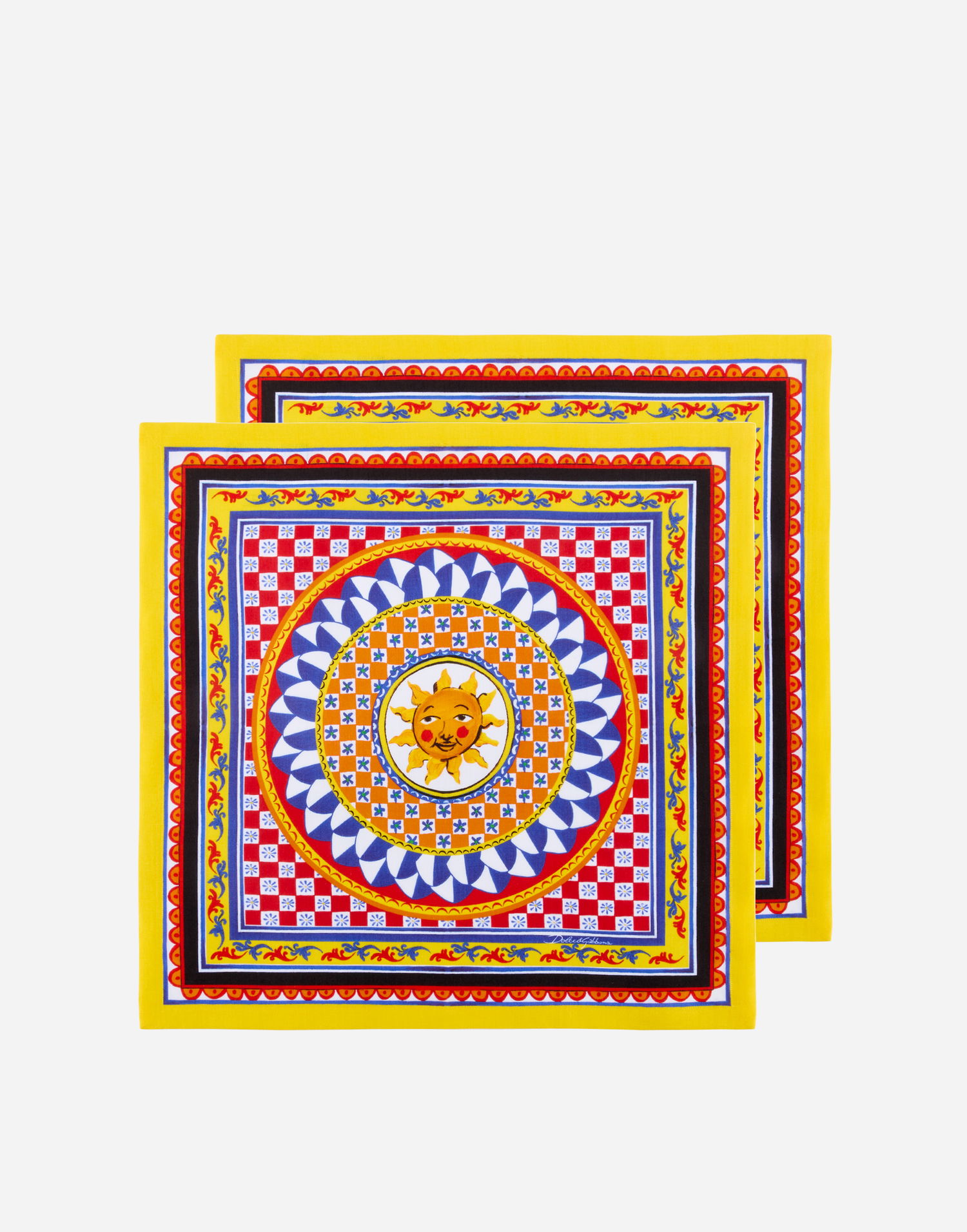 Home decor Dolce & Gabbana Set Of 2 Linen Napkins With Sun Print Gul | TCGS05TCADNUC082, 0