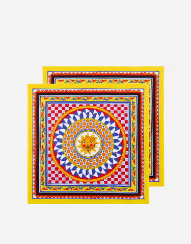 Home decor Dolce & Gabbana Set Of 2 Linen Napkins With Sun Print Gul | TCGS05TCADNUC082, 0
