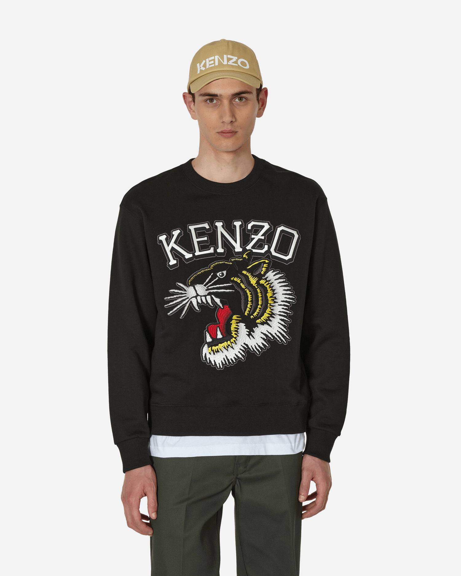Sweater KENZO Tiger Varsity Jungle Crewneck Sort | FD65SW0494MF 99J, 1