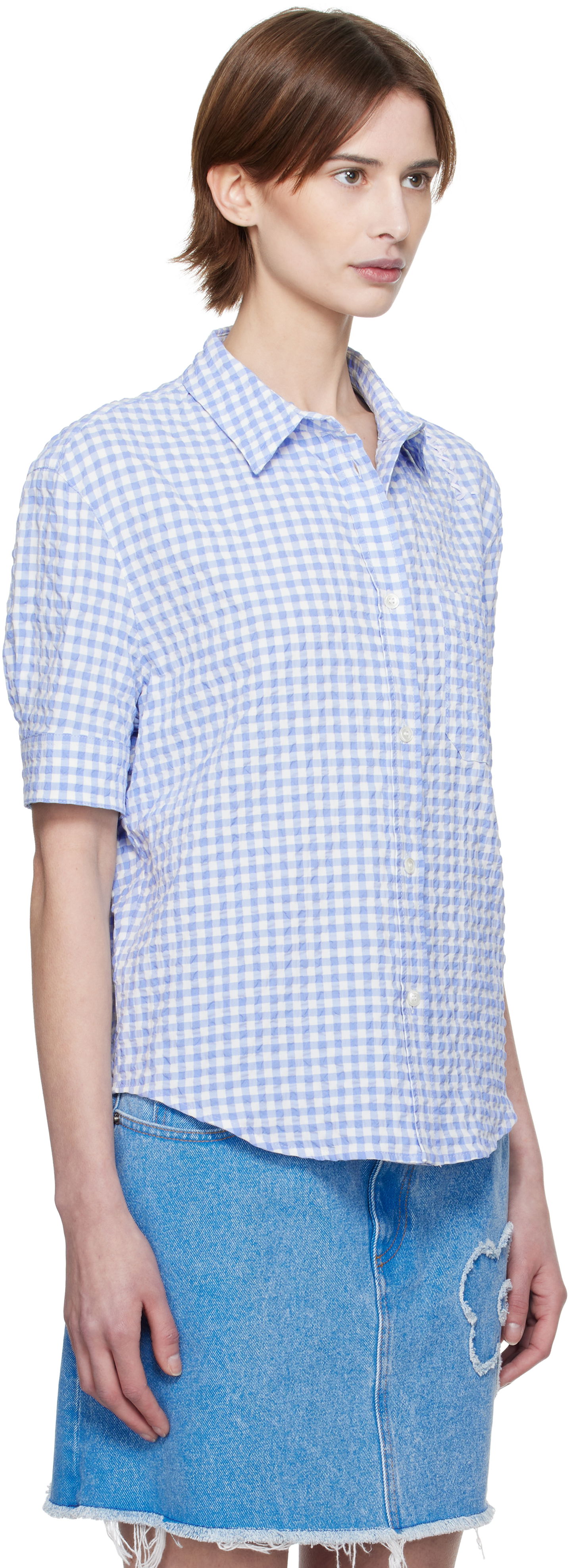 Skjorte Marni Marni Seersucker Checked Shirt Blå | CAMA0623S0 UTN929, 1