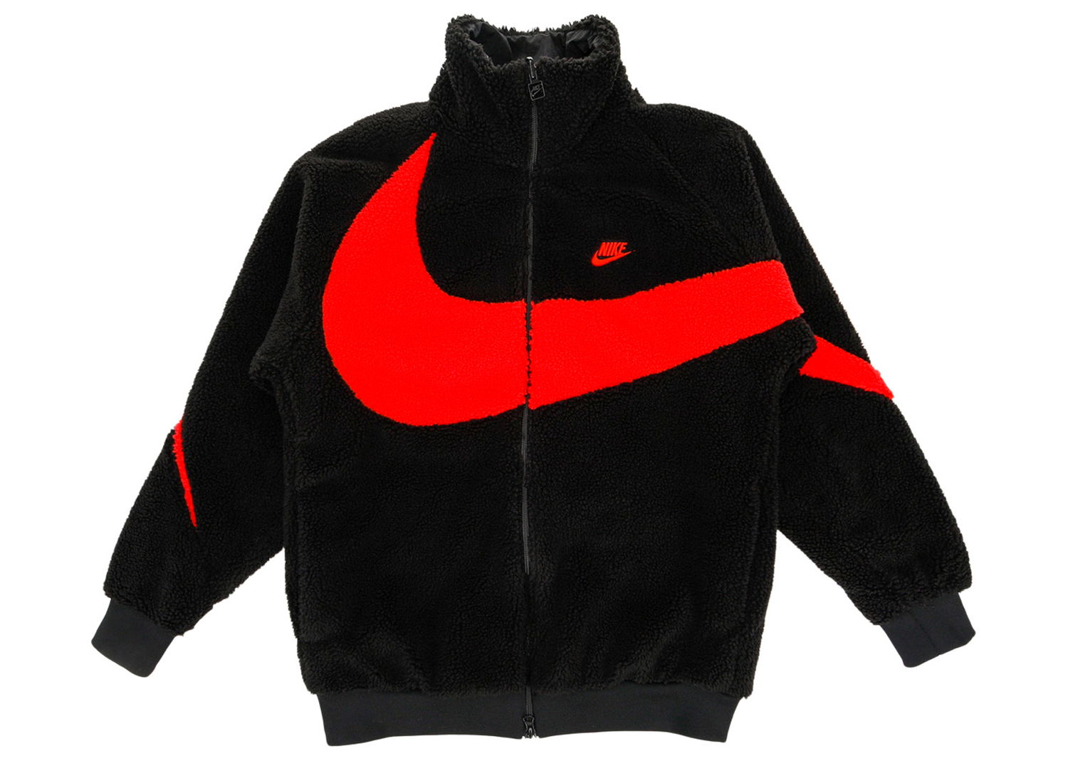 Jakke Nike Big Swoosh Reversible Boa Jacket Black Chili Red Sort | BQ6546-008, 0
