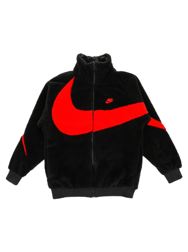 Jakke Nike Big Swoosh Reversible Boa Jacket Black Chili Red Sort | BQ6546-008