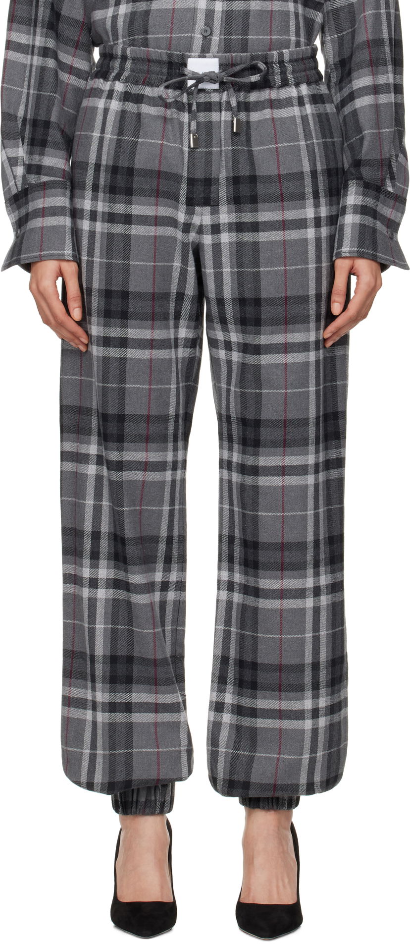 Joggingbukser The Attico Attico Plaid Drawstring Jogger Pants Grå | 250WCP00257 CCC050AA