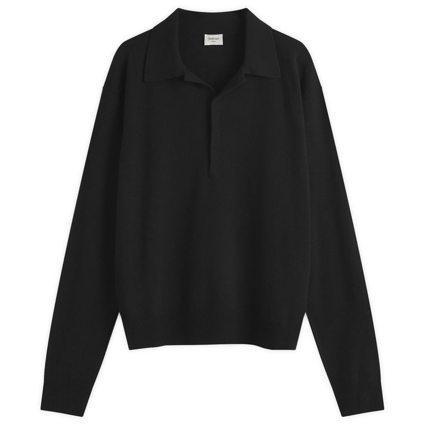 Sweater Saint Laurent Saint Laurent Long Sleeve Knitted Polo Shirt Sort | 817251-Y76XM-1000
