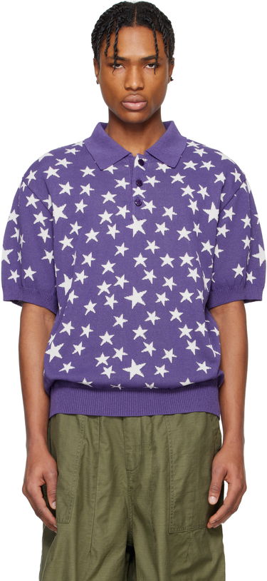 Polo skjorte Needles NEEDLES Short Sleeve Star Knit Polo Lilla | QV375, 0