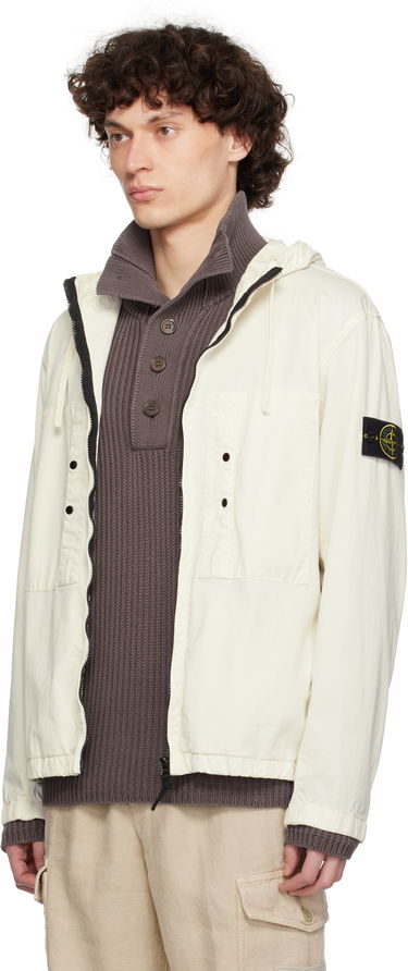 Vindjakke Stone Island Stone Island Supima Cotton Twill Stretch-TC Jacket Hvid | K1S15 4100091 S0010, 3