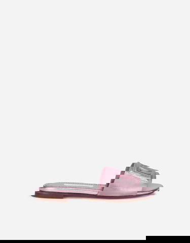 Sneakers og sko Dolce & Gabbana Flat Metallic Leather Monogram Slide Sandals Lyserød | D11032A54398M305, 0