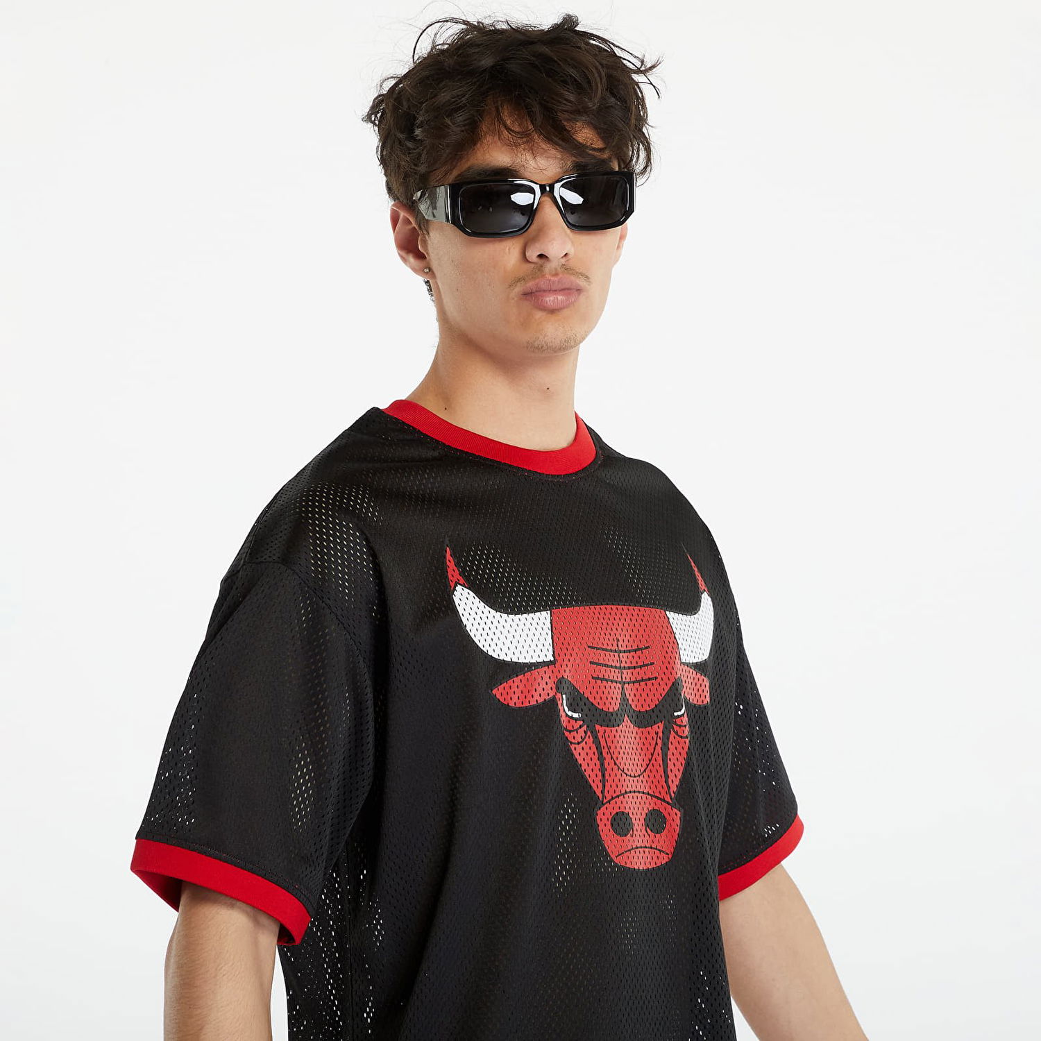 T-shirt New Era Chicago Bulls NBA Team Logo Mesh Oversized T-Shirt Sort | 60357112, 0