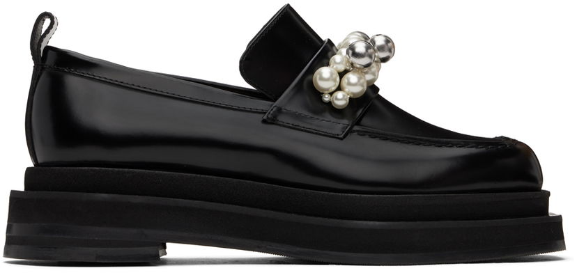 Tøj Simone Rocha Simone Rocha Bell Charm Heart Toe Platform Loafers Sort | LOF1B 0740