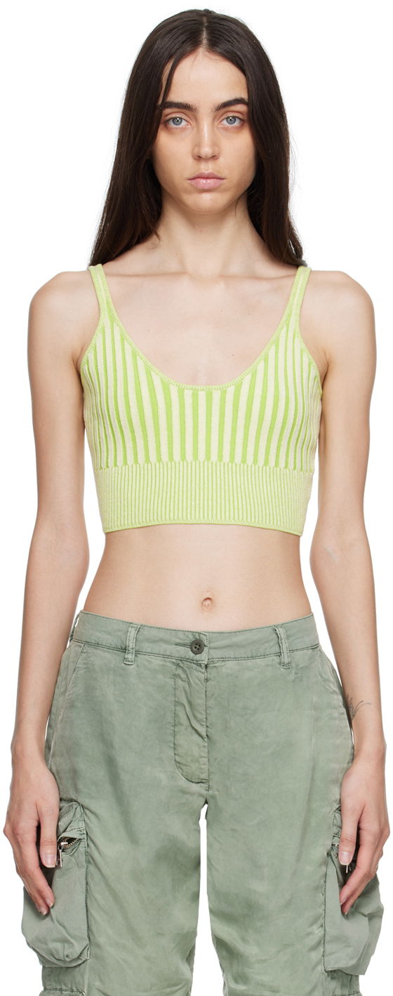 Tanktop John Elliott Scoop Neck Striped Tank Top Grøn | WA045C13334A
