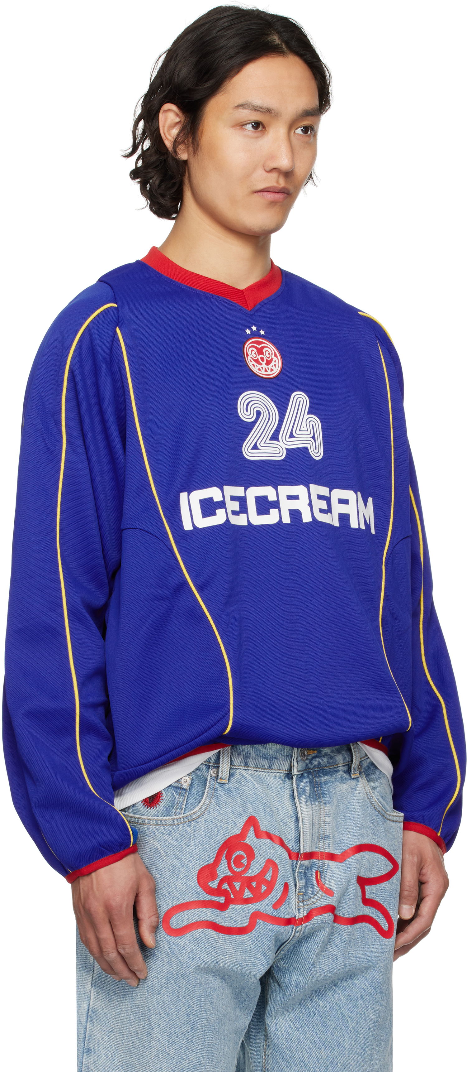 Sweater BBC IceCream ICECREAM Football Long Sleeve Jersey T-Shirt Blå | IC25140, 1