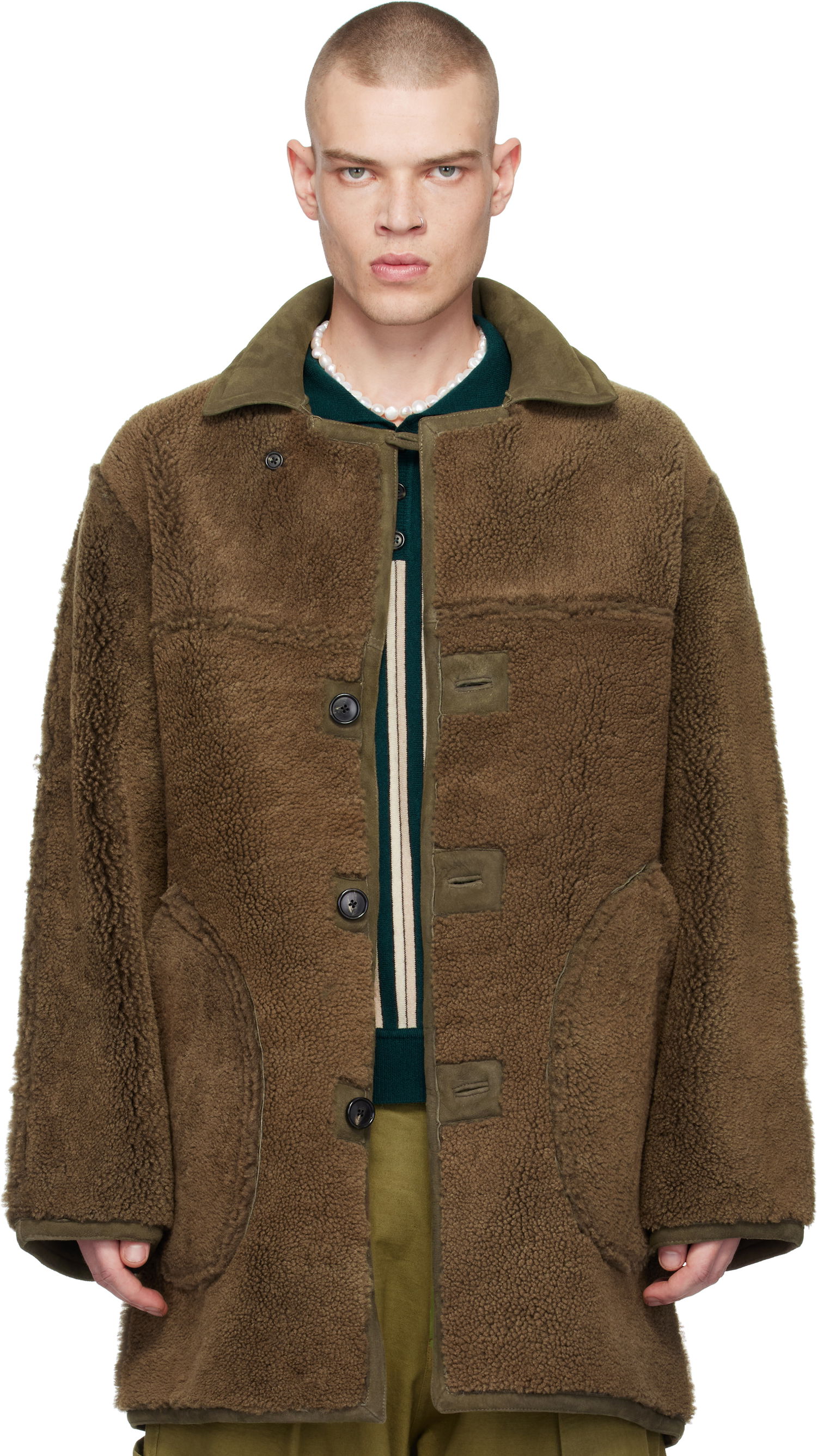 Frakker Bode Reversible Shearling Coat Grøn | MRF24OW016, 0