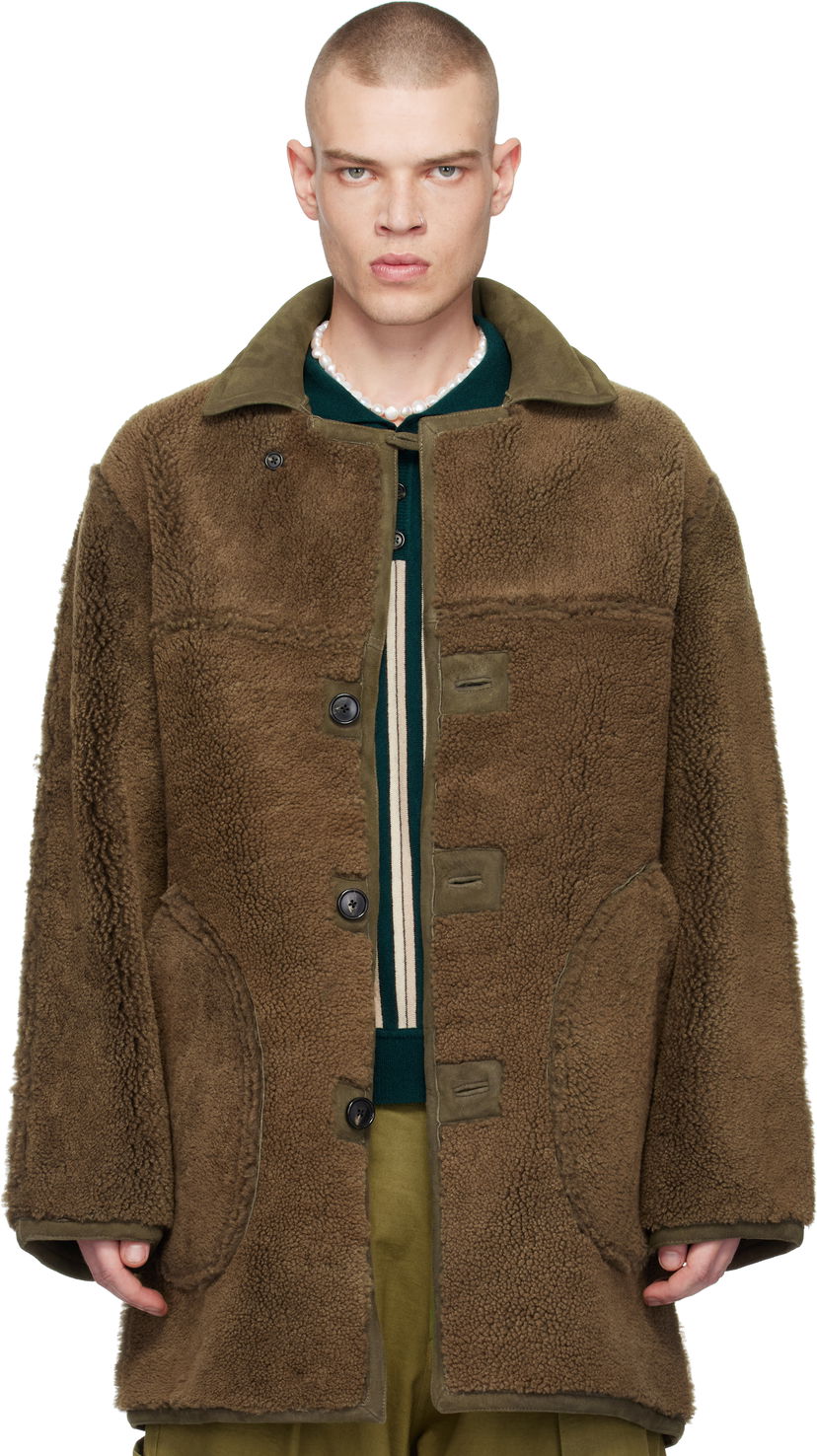 Frakker Bode Reversible Shearling Coat Grøn | MRF24OW016