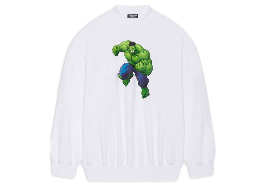 Sweater Balenciaga Hulk 2021 x MARVEL Crewneck Hvid | 671125TLV589000, 0