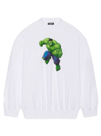 Sweater Balenciaga Hulk 2021 x MARVEL Crewneck Hvid | 671125TLV589000