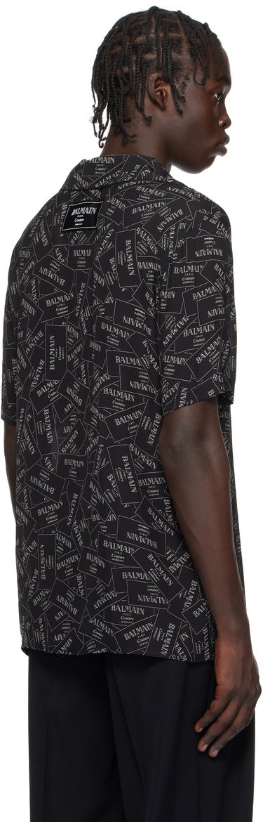 Skjorte Balmain All-Over Label Print Shirt Sort | EH1HN070VH56, 2
