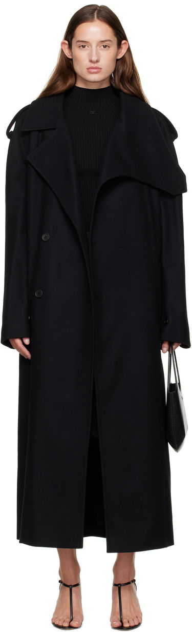 Trenchcoat Courrèges Courrèges Oblique Wool Trench Coat Sort | 325CMA236WO0036, 0