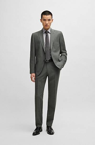 Skjorte BOSS Easy-Iron Structured Stretch Cotton Shirt, Regular Fit Grå | 50489830, 1